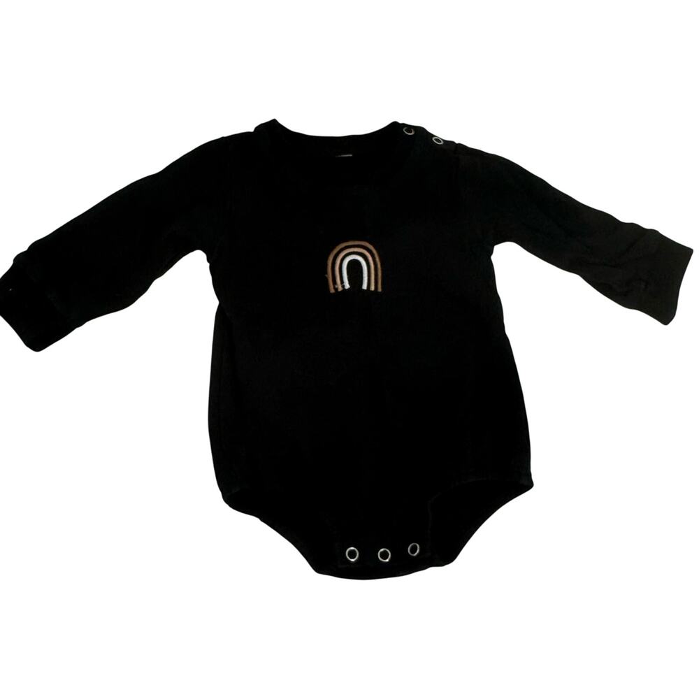 Black Neutral Rainbow Embroidered Bubble Romper 3-6 Months